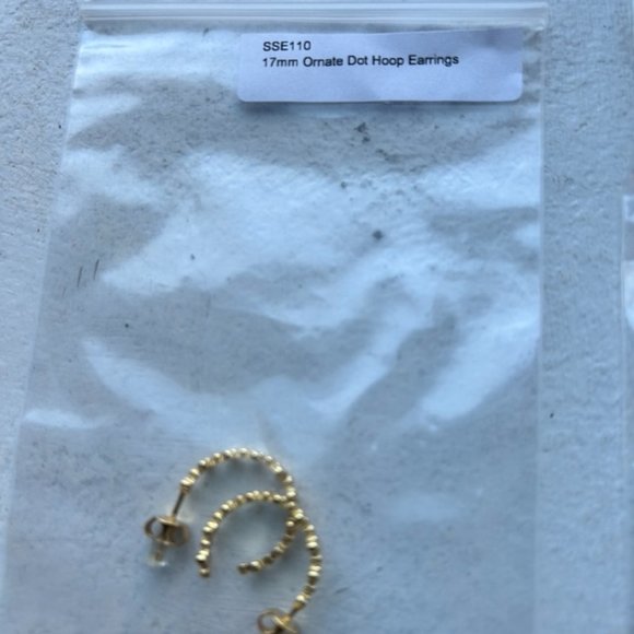 Ornate Dot CZ Hoops 17mm - Picture 2 of 4